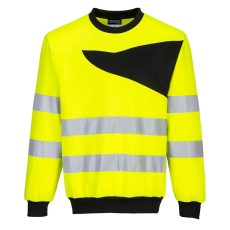 Portwest PW277 Hi-Vis Kereknyakú pulóver (sárga/fekete, S)