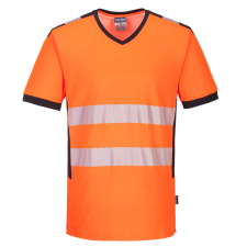 Portwest PW310 PW3 Hi-Vis V-nyakú póló (narancs/fekete, 4XL) láthatósági ruházat