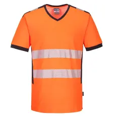 Portwest PW310 PW3 Hi-Vis V-nyakú póló (narancs/fekete, S)