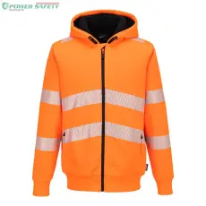 Portwest PW321 Hi-Vis cipzáras téli kapucnis pulcsi - Narancs