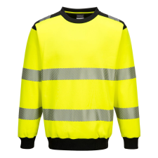 Portwest PW379 PW3 Hi-Vis Crew Neck pulóver (sárga/fekete, 4XL) láthatósági ruházat