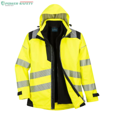 Portwest PW3 Hi-Vis 3-in-1 kabát - Sárga/Fekete láthatósági ruházat