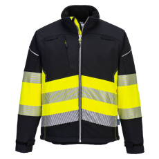 Portwest PW3 Hi-Vis Class 1 Softshell kabát (3L) Black/Yellow XS