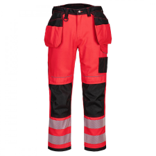 Portwest PW3 Hi-Vis Holster nadrág (piros/fekete, 36) láthatósági ruházat