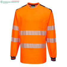 Portwest PW3 Hi-Vis hosszú ujjú póló - Narancs/Navy láthatósági ruházat