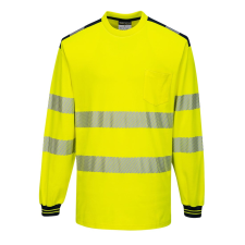 Portwest PW3 Hi-Vis hosszú ujjú póló (sárga/fekete, M) láthatósági ruházat