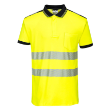 Portwest PW3 Hi-Vis pólóing S/S (sárga/fekete, XL) láthatósági ruházat