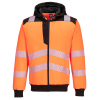 Portwest PW3 Hi-Vis zippzáras kapucnis pulóver  (narancs/fekete, XXL)