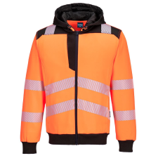 Portwest PW3 Hi-Vis zippzáras kapucnis pulóver (narancs/fekete, XXL) láthatósági ruházat
