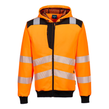 Portwest PW3 Hi-Vis zippzáras kapucnis pulóver Orange/Black XXXL láthatósági ruházat