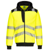 Portwest PW3 Hi-Vis zippzáras kapucnis pulóver  (sárga/fekete, 4XL)