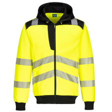 Portwest PW3 Hi-Vis zippzáras kapucnis pulóver  (sárga/fekete, 4XL) láthatósági ruházat