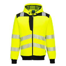 Portwest PW3 Hi-Vis zippzáras kapucnis pulóver Yellow/Black M