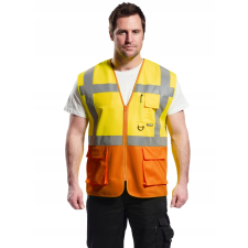 Portwest S376 Prága jól láthatósági vezetői mellény (SÁRGA/NARANCS, XXL) láthatósági ruházat