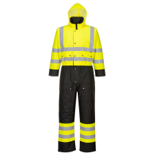 Portwest S485 Hi-Vis Contrast vízálló bélelt overál sárga-fekete láthatósági ruházat