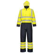 Portwest S485 Hi-Vis Contrast vízálló bélelt overál sárga-tengerészkék láthatósági ruházat