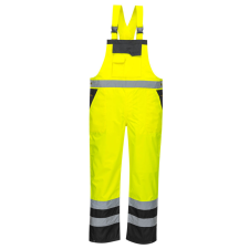 Portwest S488 Hi-Vis kantáros esőnadrág sárga-fekete láthatósági ruházat