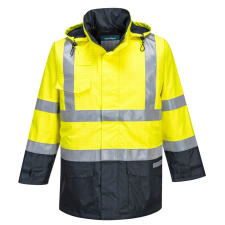 Portwest S779 Bizflame Hi-Vis lángálló esőkabát sárga-tengerészkék munkaruha