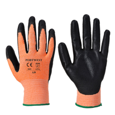 Portwest Sárga Cut 3 Nitrilhab vágásbiztos kesztyű (narancs, XL) védőkesztyű