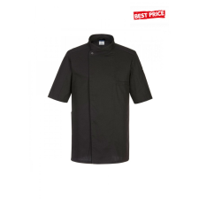 Portwest Surrey - fekete, rövidujjú séf kabát - szellőző hátrésszel munkaruha