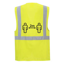 Portwest Távolságtartásra figyelmeztető vezetői mellény 2 m (sárga*, XXXXL) láthatósági ruházat