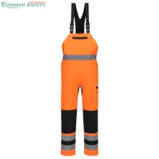 Portwest WX2 Hi-Vis kantáros nadrág - Narancs/Fekete láthatósági ruházat