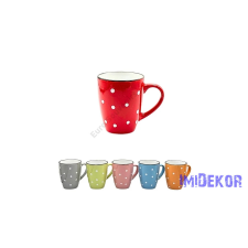  Pöttyös bögre 9x10,8cm - Piros dekorációs kellék