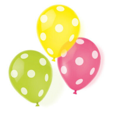 Pöttyös Dots léggömb, lufi 6 db-os 9 inch (22,8 cm) party kellék