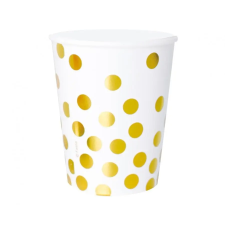  Pöttyös Gold Dots White papír pohár 6 db-os 270 ml party kellék