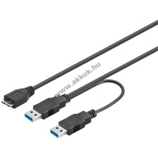 Powery Goobay USB kábel 3.0 dual -  A -> (micro USB) B csatl. + A -> A csatl. - 30cm kábel és adapter