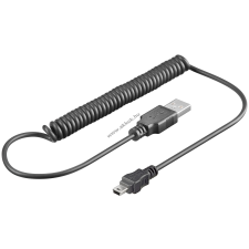 Powery Goobay USB kábel mini USB csatlakozóval 1m (rugalmas, spirálvezeték) kábel és adapter