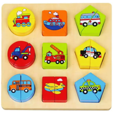 PRC Fa Puzzle felező, párosító játék - Formalap Járműves B puzzle, kirakós