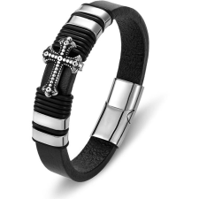 Predator Q1 bőr karkötő - kereszt BXG6037 - 21,5cm (2559) karkötő