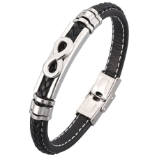 Predator Q1 elegáns bőr karkötő 25 cm, fekete (20811) karkötő