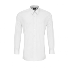 Premier Férfi ing Premier PR204 Men’S Long Sleeve Fitted poplin Shirt -L/XL, White