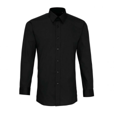 Premier Férfi ing Premier PR204 Men’S Long Sleeve Fitted poplin Shirt -S/M, Black