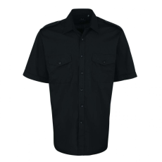 Premier Férfi ing Premier PR212 Men’S Short Sleeve pilot Shirt -2XL, Black