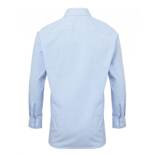 Premier Férfi ing Premier PR220 Men&#039;S Long Sleeve Gingham Cotton Microcheck Shirt -XL, Light Blue/White férfi ing