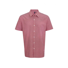 Premier Férfi ing Premier PR221 Men&#039;S Short Sleeve Gingham Cotton Microcheck Shirt -L, Red/White férfi ing