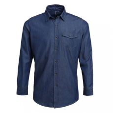 Premier Férfi ing Premier PR222 Men’S Jeans Stitch Denim Shirt -2XL, Indigo Denim