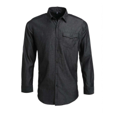 Premier Férfi ing Premier PR222 Men’S Jeans Stitch Denim Shirt -M, Black Denim