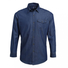 Premier Férfi ing Premier PR222 Men’S Jeans Stitch Denim Shirt -XL, Indigo Denim