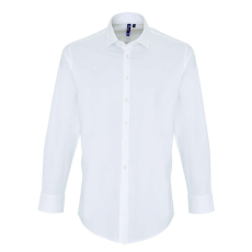 Premier Férfi ing Premier PR244 Men'S Stretch-Fit Cotton poplin Long Sleeve Shirt -L, White