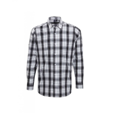Premier Férfi ing Premier PR254 Ginmill' Check - Men'S Long Sleeve Cotton Shirt -3XL, Black/White