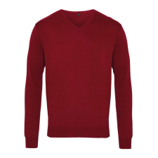 Premier Férfi Premier PR694 Men&#039;S Knitted v-neck Sweater -2XL, Burgundy férfi pulóver, kardigán