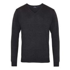 Premier Férfi Premier PR694 Men'S Knitted v-neck Sweater -4XL, Charcoal