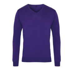 Premier Férfi Premier PR694 Men&#039;S Knitted v-neck Sweater -S, Purple férfi pulóver, kardigán