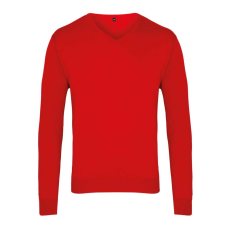 Premier Férfi Premier PR694 Men&#039;S Knitted v-neck Sweater -XL, Red férfi pulóver, kardigán