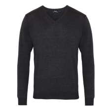 Premier Férfi Premier PR694 Men&#039;S Knitted v-neck Sweater -XXS, Charcoal férfi pulóver, kardigán