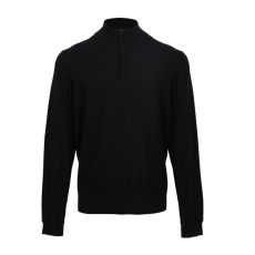 Premier férfi pulóver 1/4 cipzáras nyakkivágással PR695, Black